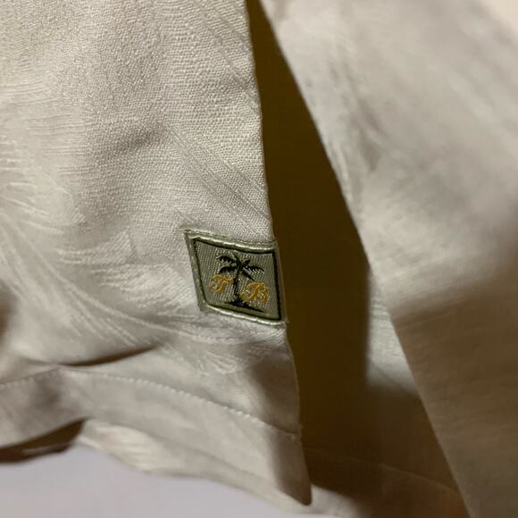 Tommy Bahama Silk Hawaiian Jacquard‎ Off-White Tropical Palm Leaves XL - Picture 4 of 7